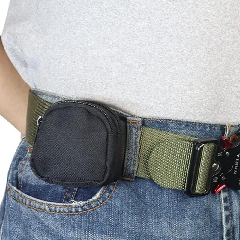 

Nylon Double Zipper Pocket Coin Purse Men Tactical Molle Pouch Outdoor Hunting Small Card Holder Keys Storage Belt Waist Bag