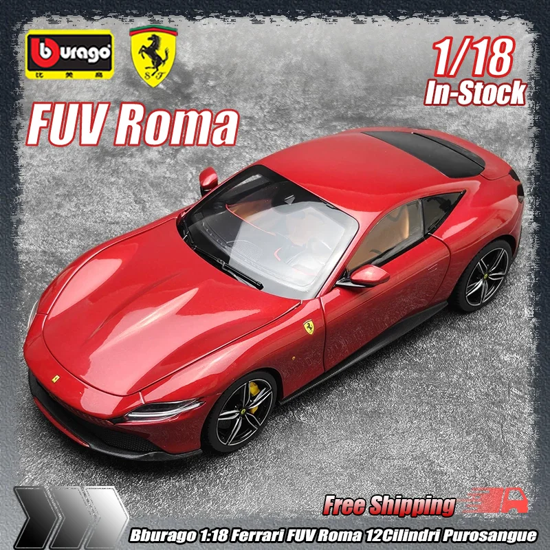 Novo em Estoque: Bburago Ferrari Fuv Roma 12 Cilindros, Modelo de Carro em Liga Fundida para Coleção, Presente e Decoração para Meninos