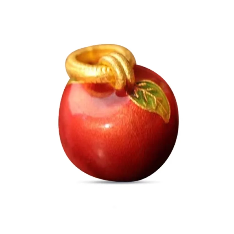 

New 24K Yellow Gold Pendant Women 999 Gold Red Apple Necklace Pendant 1pcs
