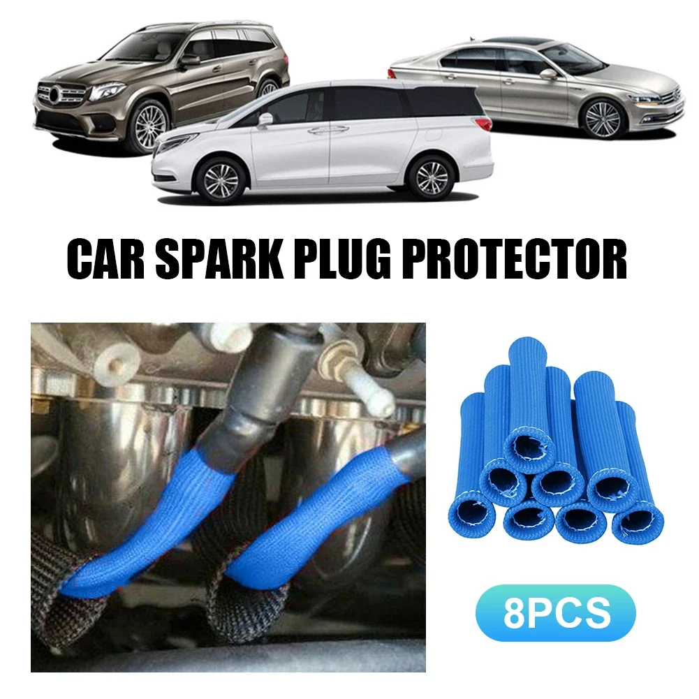 8Pcs/Set Spark Plug Wire Boots 1200˚F Heat Shield Protector Sleeve Car Cord Heat Shield Thermal Cover Fiberglass Insulator