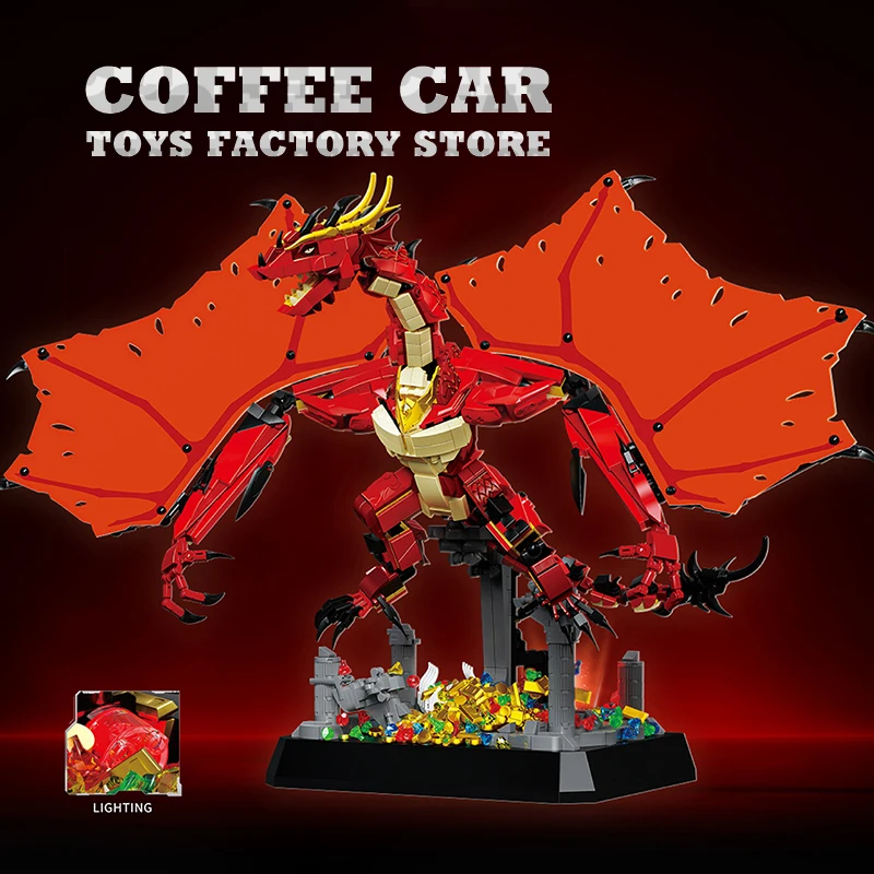 MOC 브릭 플라잉 드래곤 세트 영화 장면 액션 피규어 퍼즐 장난감 마법 동물 빌딩 블록 3D 모델 어린이 성인 선물 신제품