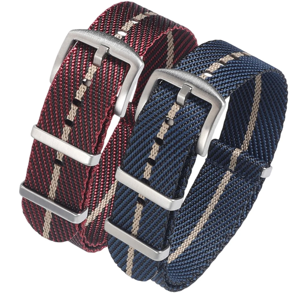 Einteiliges Militär-Premium-Gewebe-Uhrenarmband 20mm 22mm Single-Pass-Streifen-Nylon-Uhrenband Komfortables Armband für Herren