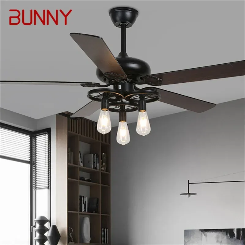 

BUNNY European Luxury LED Fan Light American Retro Living Room Restaurant Bedroom Ceiling Fan Light Remote Electric Fan Light