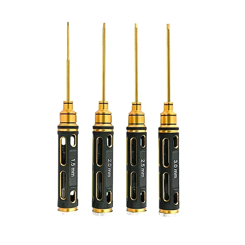 RS RC 4 stks/set Titanium Plating 1.5/2/2.5/3mm Hexagon Schroevendraaier Schroevendraaier Tool Kit voor Rc Model Auto Boot Vliegtuig