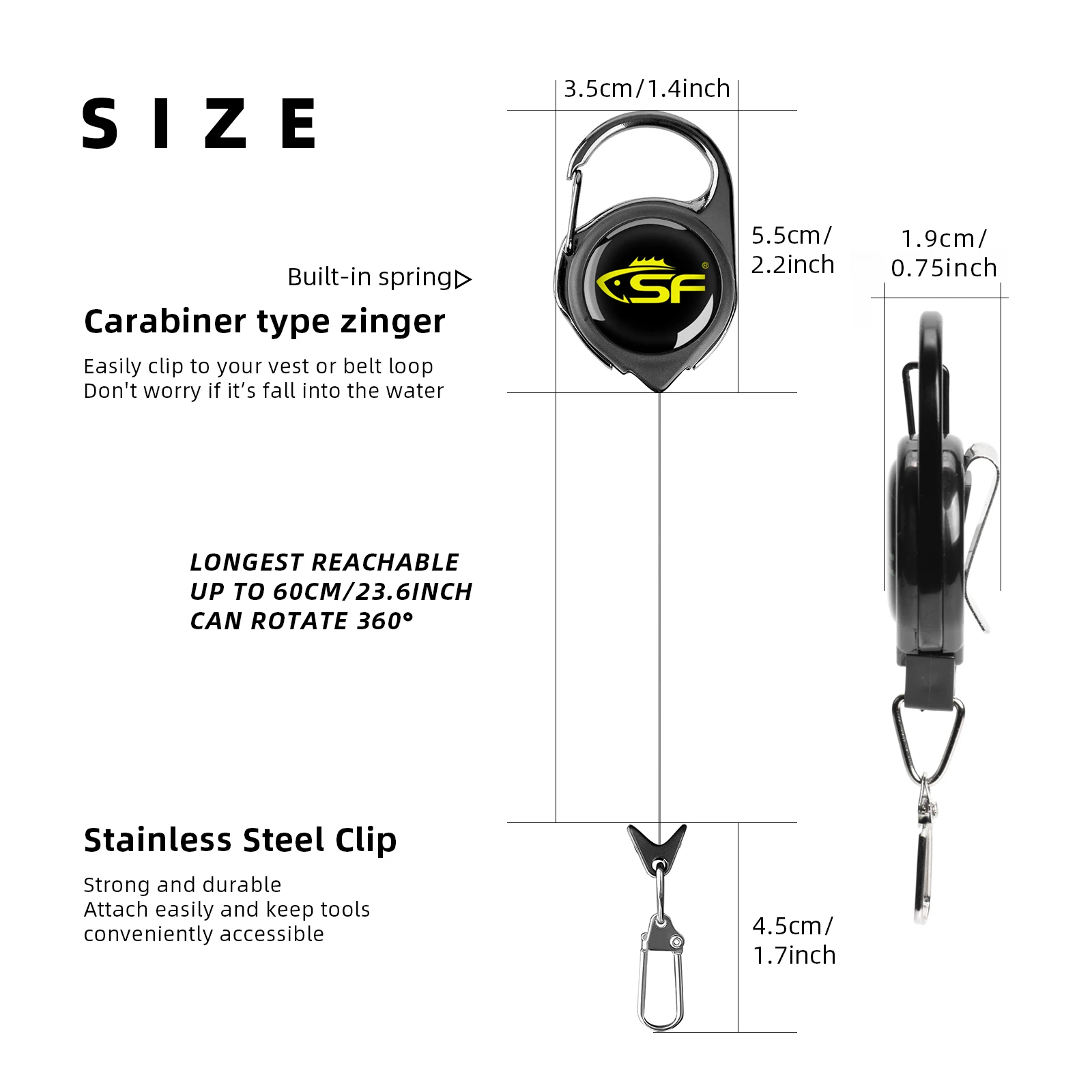 SF 3 in 1 Fly Fishing Leader Straightener and Line Cleaner with Zinger Retractor Outdoor Fishing Tool