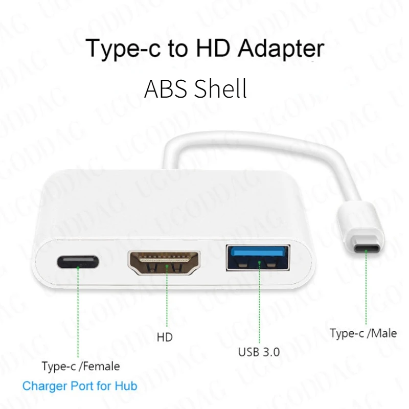 محور USB USB نوع C إلى HDMI متوافق مع 4K محول محول نوع C إلى HDTV/USB 3.0/Type-C لأجهزة الكمبيوتر المحمول ماك بوك هواوي ماتي 30