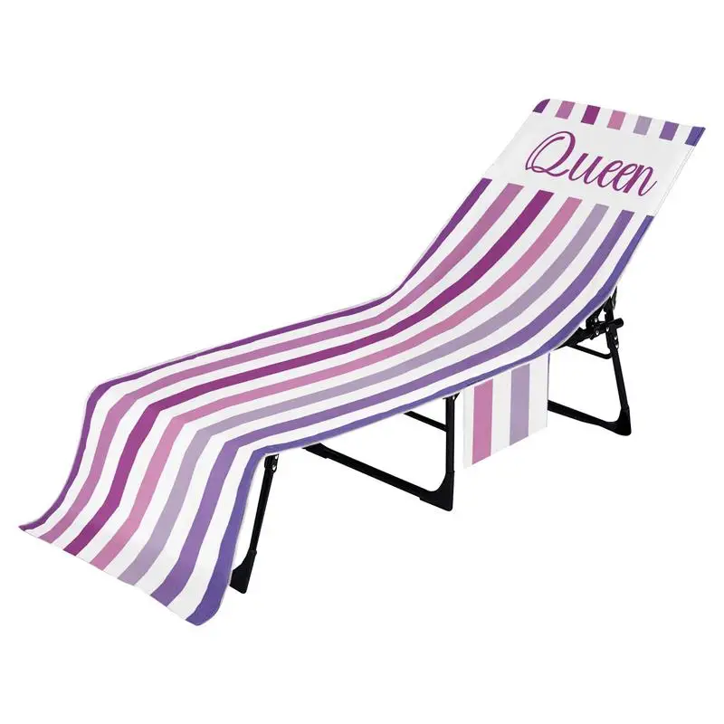 Pool Chair Covers Striped Lounge Chair Cover Microfiber Pool Chair Towel Cover With Side Pockets Soft And Quick Dry Chaise