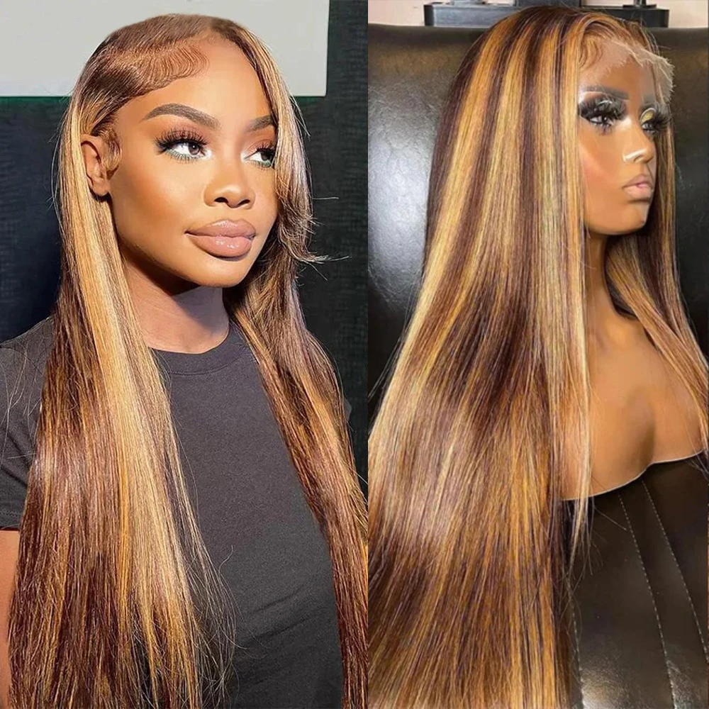 شعر الإنسان 46 بوصة P4/27 تسليط الضوء على شعر مستعار مستقيم 13x4 13x6 HD الدانتيل الشفاف الباروكة الأمامية البرازيلي ريمي النساء الشعر 200% الكثافة #1