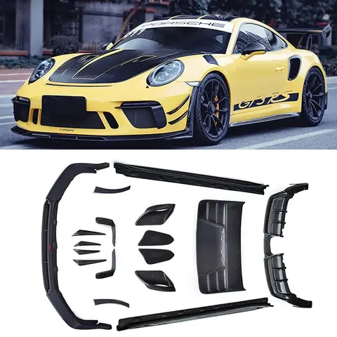 포르쉐 911 카레라 991.2 GT3 RS 리얼 카본 파이버 프론트 범퍼 립 리어 디퓨저 사이드 스커트 스포일러 차량 바디 키트