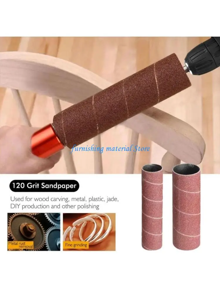 

Y5GD Spindle Sander Adapter with Rubber Sanding Drum Sandpaper Sleeves Grit 120 for Rotary Tools Polishing