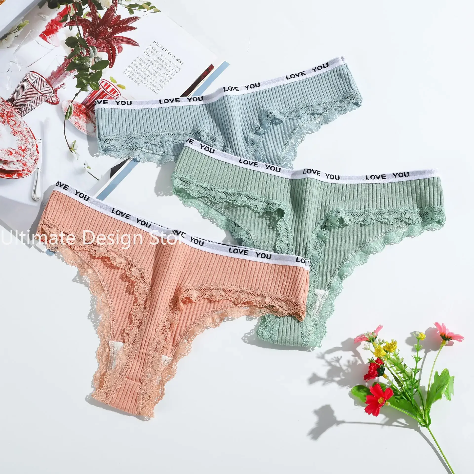 Lace Thongs Women Cotton Panties Sexy Lingerie G-strings Ladies Low Waist Underwear Culotte Femme