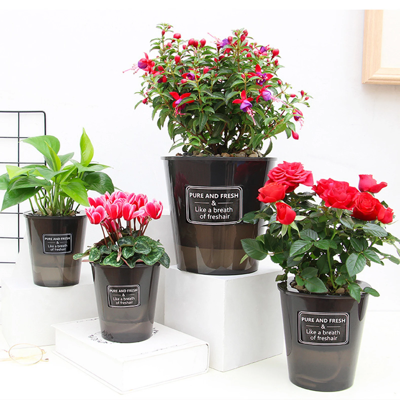 Creative Hydroponic Flower Pot Thick Translucent Plastic Plant Pot with Water Level Indicator INS Style Indoor Outdoor Flowerpot