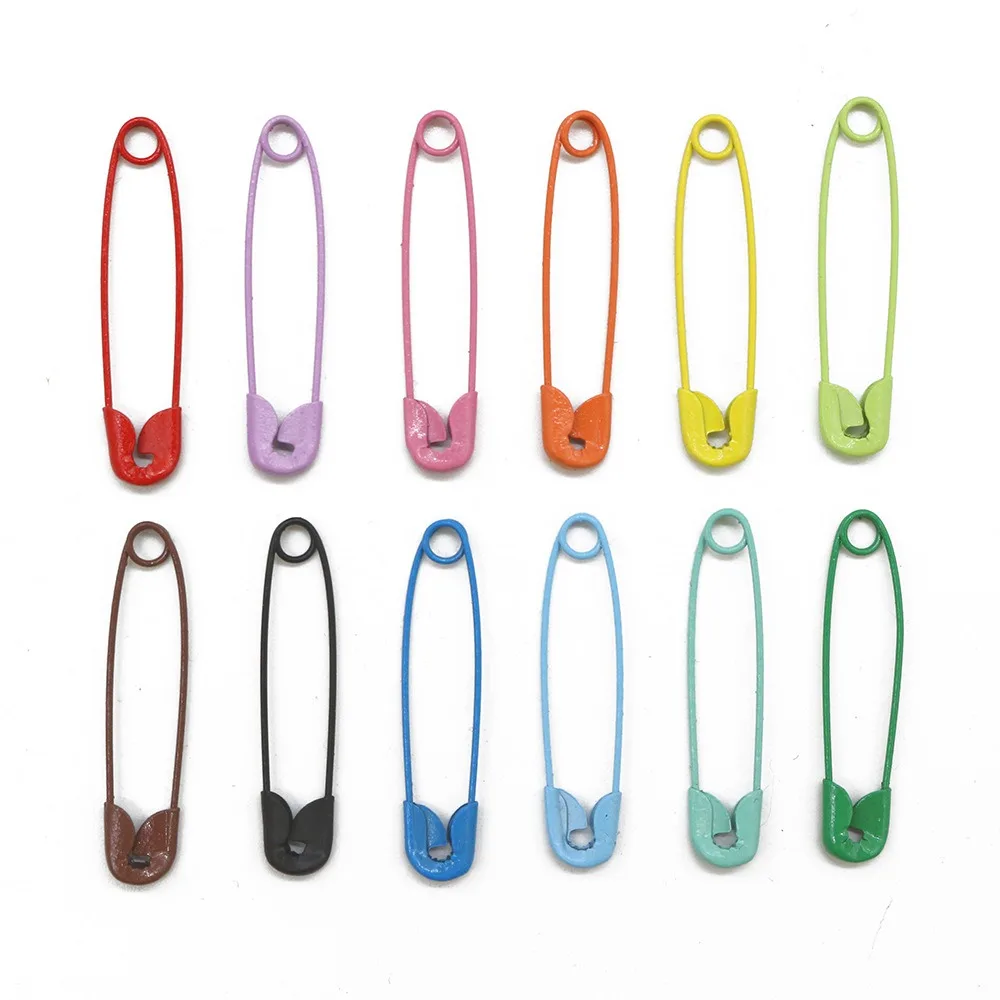 15 Colors Colored Safety Pins Metal Nickel-Plated Steel Safety Pins Assorted 32mm/1.26inch Small Safety Pins Sewing Crafts