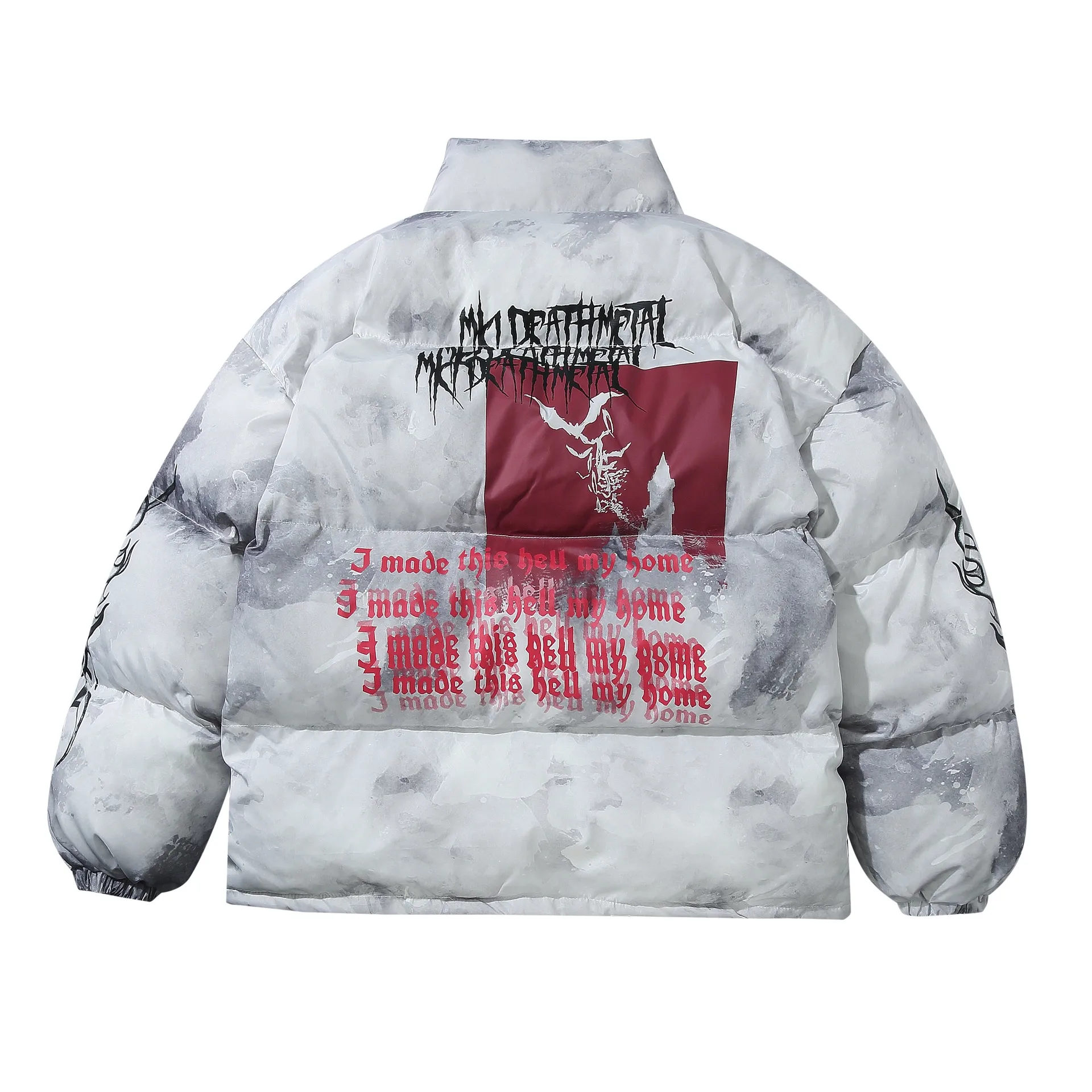 

Мужская стеганая куртка с надписью Tie Dye, зимние парки большого размера Y2K для мужчин, уличное женское пуховое пальто