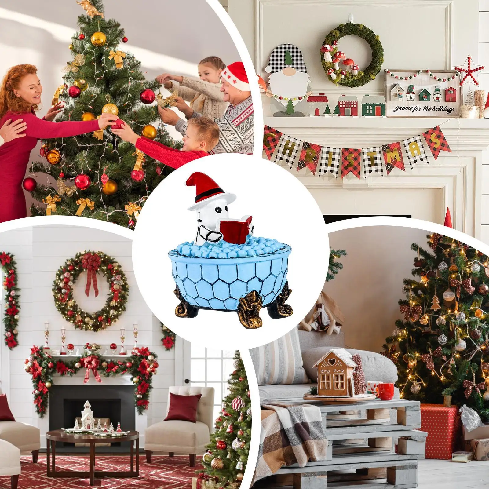 Ghost Lamp Bathtub Reading Book Decoration Figurine Halloween Night Light For Pathway Bedroom Kitchen Office Home House Window