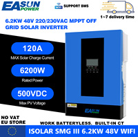 EASUN 6.2KW Hybrid Solar Inverter 48V 230V MPPT Pure Sine Wave 120A 24V 4/3.2/2KW 12V Off Grid Solar Inverter with WIFI