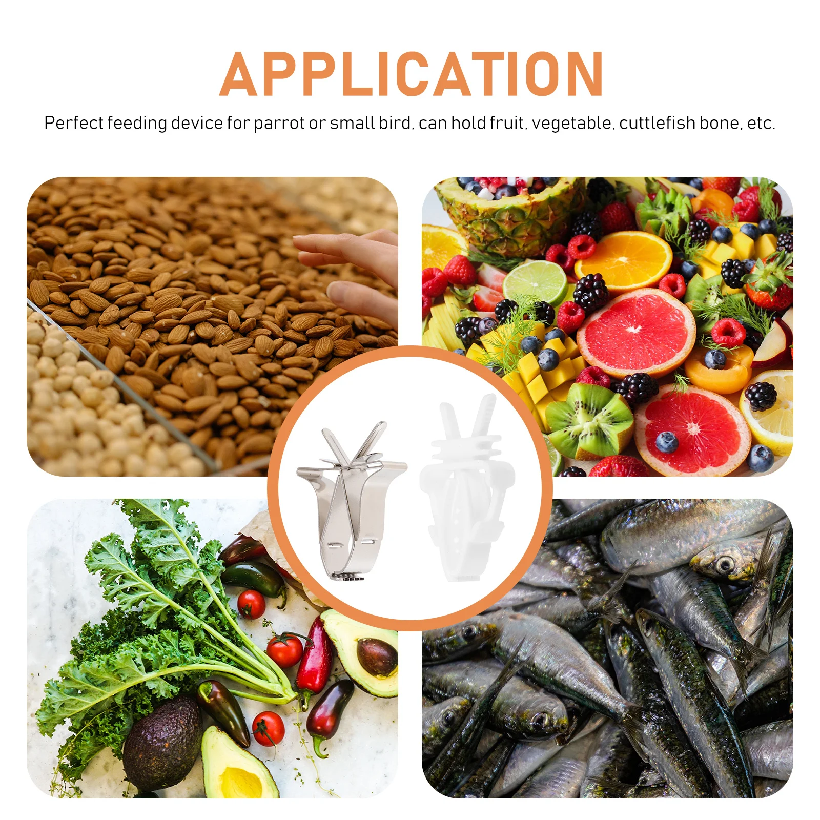 

4Pcs Bird Cage Food Holders Durable Parrot Vegetable Fruit Clamps Easy Install Prevent Trampling Lightweight Practical