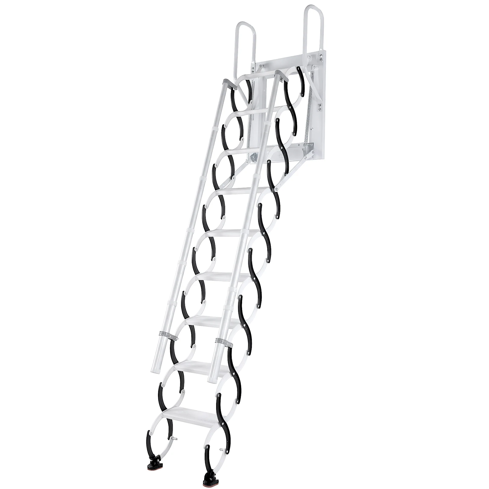 9/11Steps Pull Down Attic Stairs Wall-Mounted Invisible Pull Down Stairs with 2 Handrails for Storehouse Basement