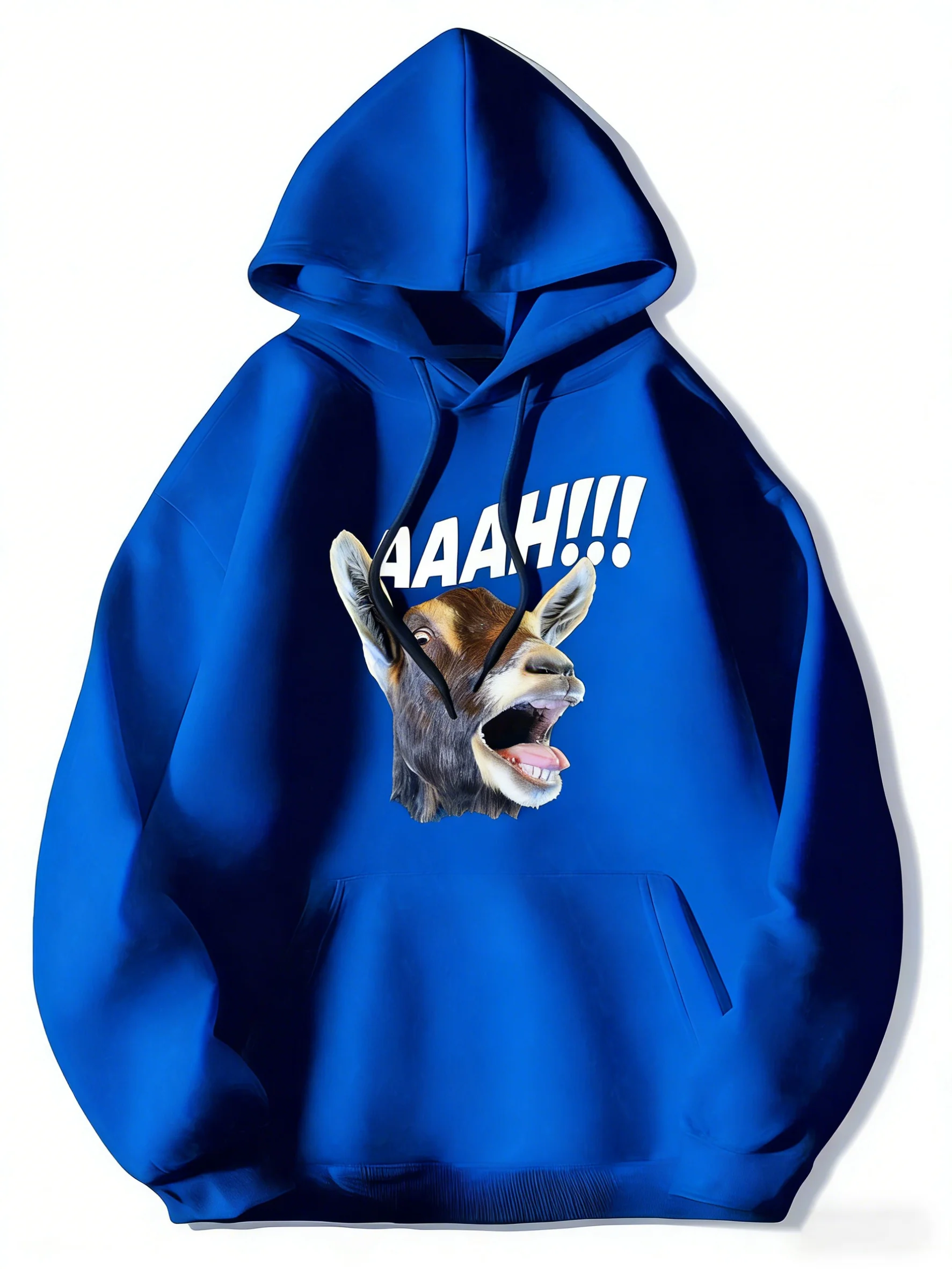 Fun Screaming Goat Hoodie - Unisex Style, Soft Fleece Pullover Sweatshirt with "AAAAGH" Goat Face Pattern