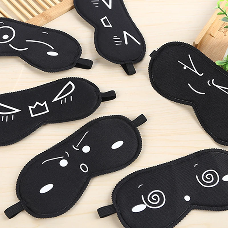 Cute Black Mask Cartoon Pattern Sleeping Eye Mask Eyeshade Cover Shade Eye Patch Girls Portable Blindfold Travel Eyepatch