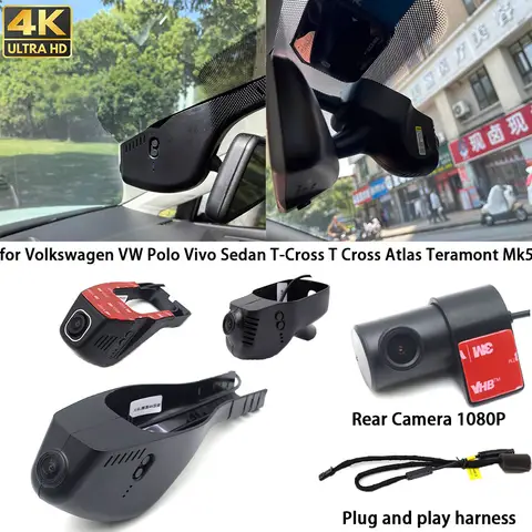 Für Volkswagen VW Polo Vivo Limousine T-Cross T Cross Atlas Teramont Mk5 4K Dash Cam Vorne Hinten Kamera DVR Plug & Play Recorder