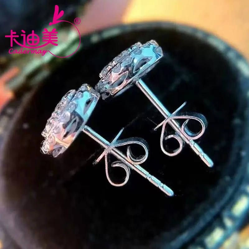 CADERMAY Custom D VVS1 Moissanite Earrings 925 Sterling Silver White Gold Plated For Fine Jewelry Wedding Gifts Women