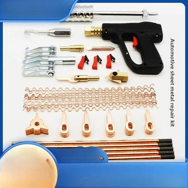 AutoSheetMetalRepair Kit,Dent Puller Spot Welding Tool Set with Slide Hammer,Triangle Puller,Wave Wire for Car Body Dent Removal