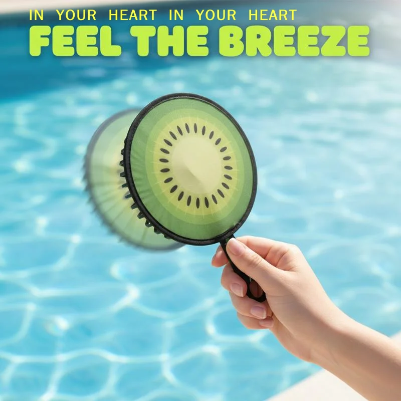 【X】Portable Foldable Handheld Cartoon Fan Round Lightweight Cooling Fan for Summer Outdoor Sports Jogging Cycling Use