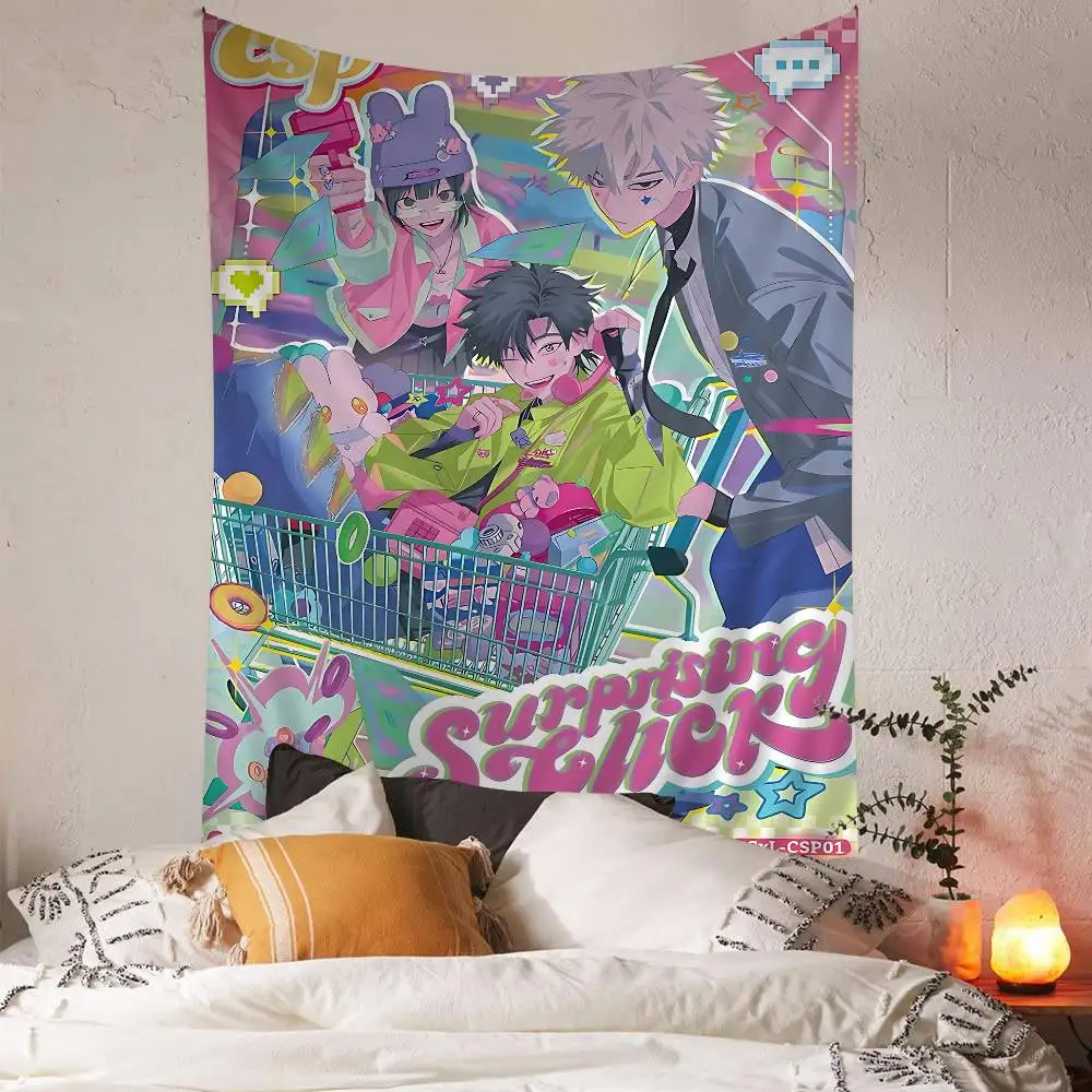 Link Click Anime Anime Tapestry Hippie Flower Wall Carpets Dorm Decor Cheap Hippie Wall Hanging