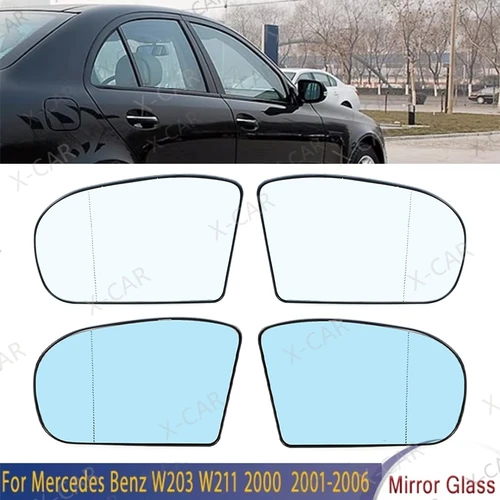 Imagen 1 del producto Espejo retrovisor de coche con calefacción, lente de cristal de espejo lateral transparente gran angular para Mercedes Benz W203 W211 2000 2001-2006 2038100121 2038101021