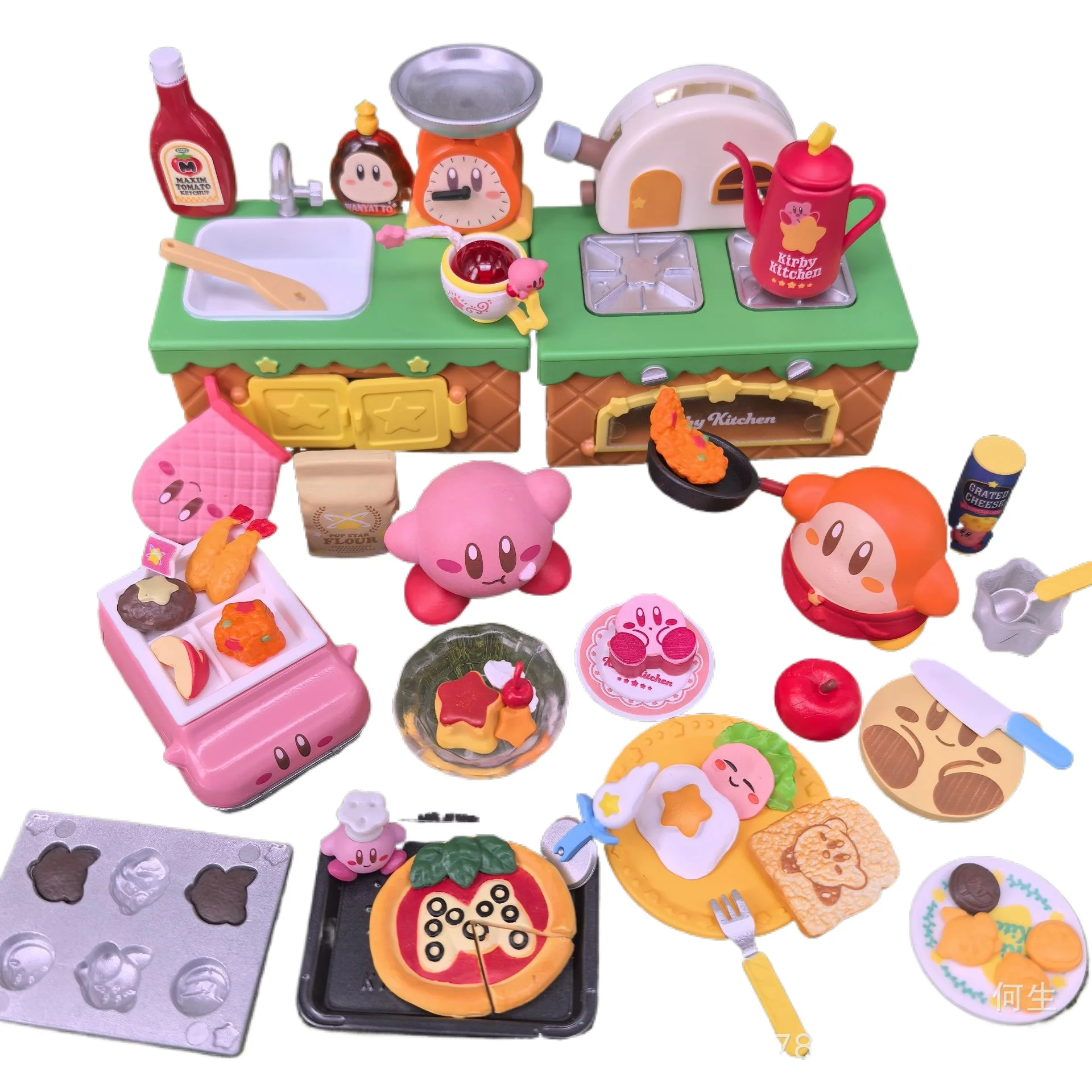 

RE-MENT Kirby Kitchen Miniature Food Playset Blind Box Toy Dollhouse Miniature Fried Rice Baking Food Capsule Toy Ornament Gift
