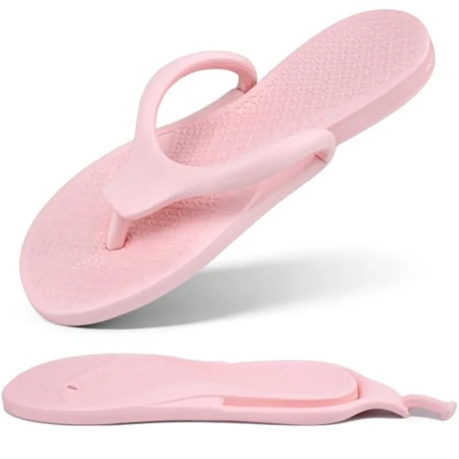 

ZOORON Flip Flops for Women Men Lightweight Shower Shoes Foldable Travel Slippers Non-Slip Quick-Dry Bathroom Summer Beach Thon