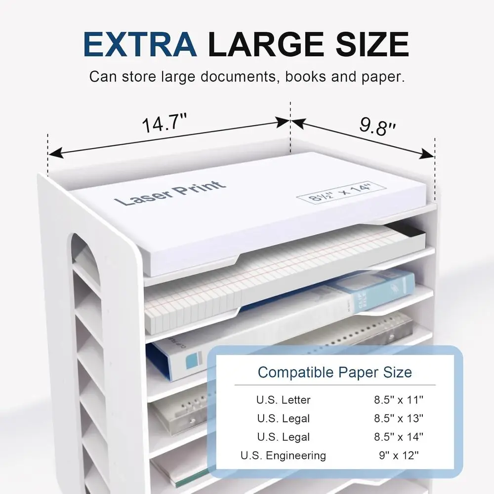 منظم مكتب بالحجم القانوني مكون من 8 طبقات: حامل رسائل وبريد لتخزين الورق في المنزل والمكتب والمدرسة #3