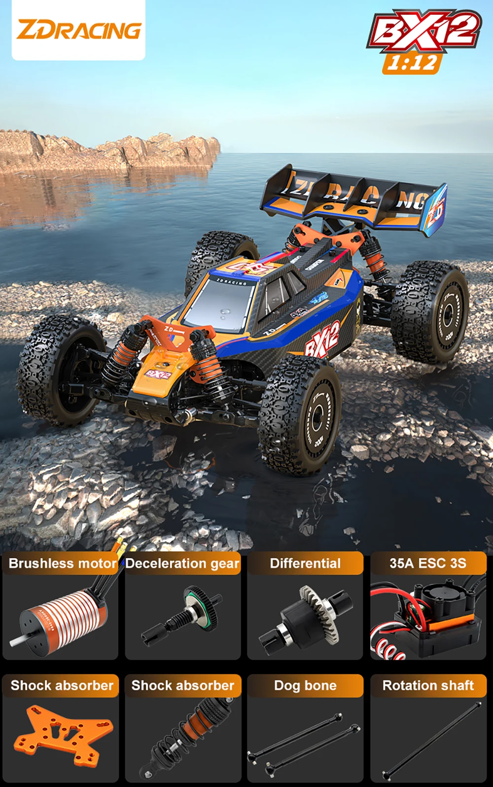 ZD RACING BX-12 sin escobillas 1/12 RC carrera de alta velocidad
