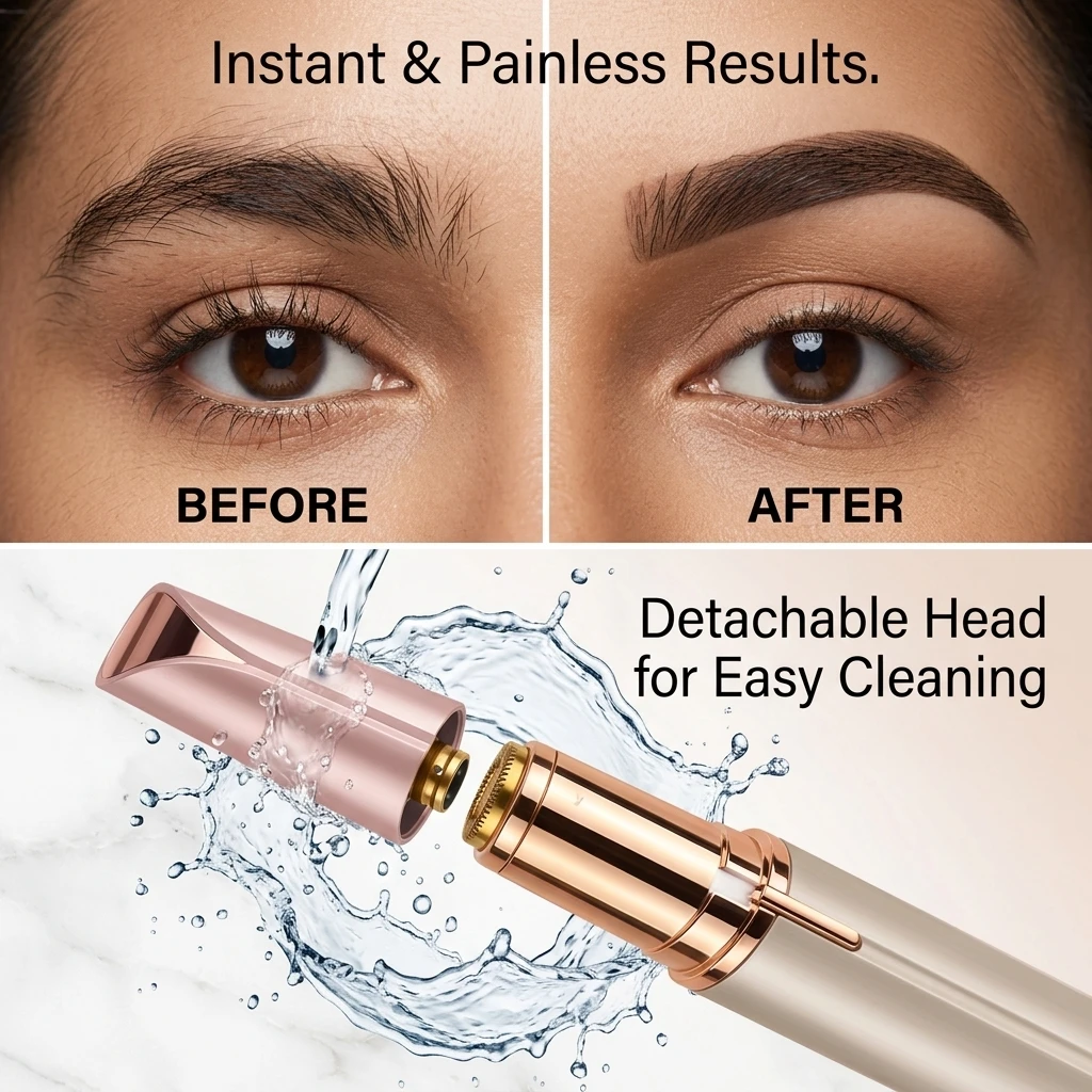 Electric Eyebrow Trimmer for Women Painless Facial Hair Remover Pen Portable Automatic Brow Razor Shaper Beauty Tool