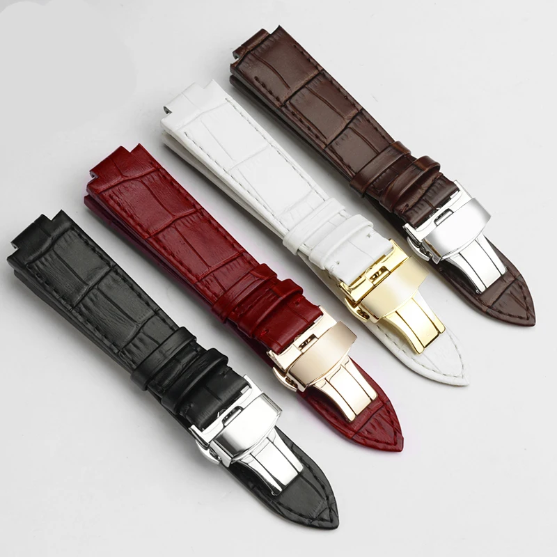 For LV Leather Watch Chain Metal Quick Detachable Convex 21x12mm Louis Vuitton TAMBOUR HORIZON Cowhide Steel Endlink Watch Strap