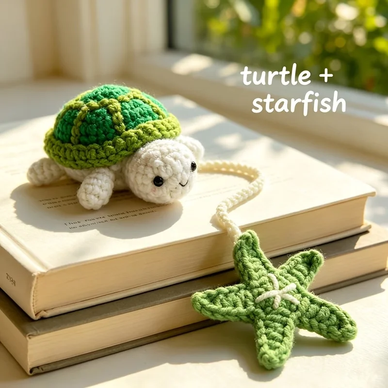 Handmade Crochet Turtle Bookmark, Cute 3D Knitted Turtle Book Mark, Cotton Yarn Reader Gift, Curtain Tieback & Car Decor