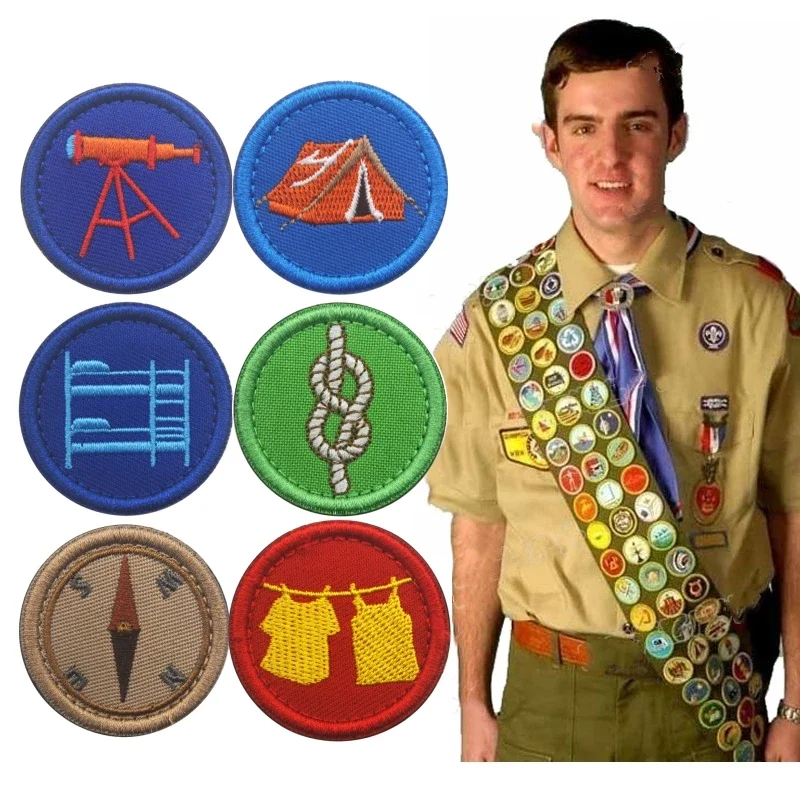 American Boy Scout Tactical Emblem Reward Encouragement Morale Badge Embroidery Hook&Loop Patches Backpack Decoration Sticker