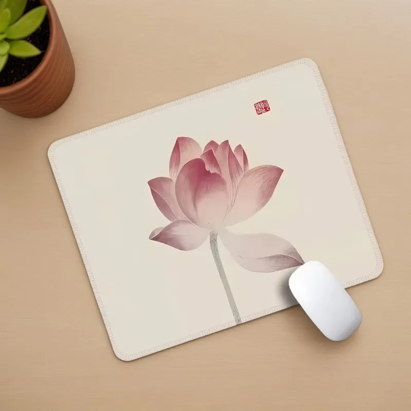 

Lotus Leaf Mouse Pad Non-Slip Office Mat Gaming Accessories Blue Flower Deskmat Pad Laptop Gamer Cabinet Lotus Desk Mat 30x25cm