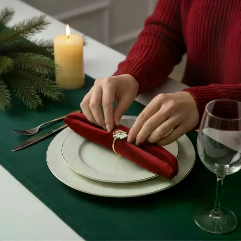Christmas Element Series Napkin Ring Santa Claus Metal Napkin Ring Dining Table Home Decor Gifts