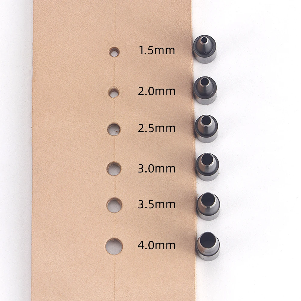 1SET 6-in-1 Lederlochstanzer-Set Manuelles Rundloch-Stanzwerkzeug mit austauschbaren Köpfen, DIY Lederhandwerk Stanzwerkzeug – Detail 4