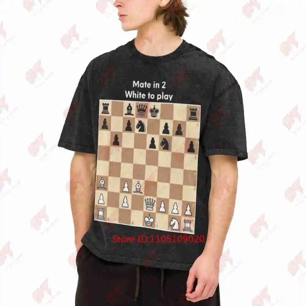 Chess Puzzle Mate In 2 White To Play Vintage Washed Tee Pure Cotton T-Shirt