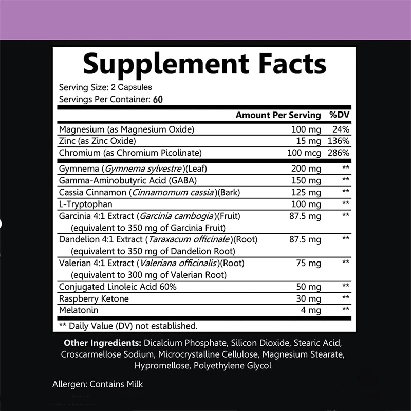 Suplemento de soporte para el control del peso nocturno, sueño profundo Natural y metabolismo, quema de grasa, sin GMO