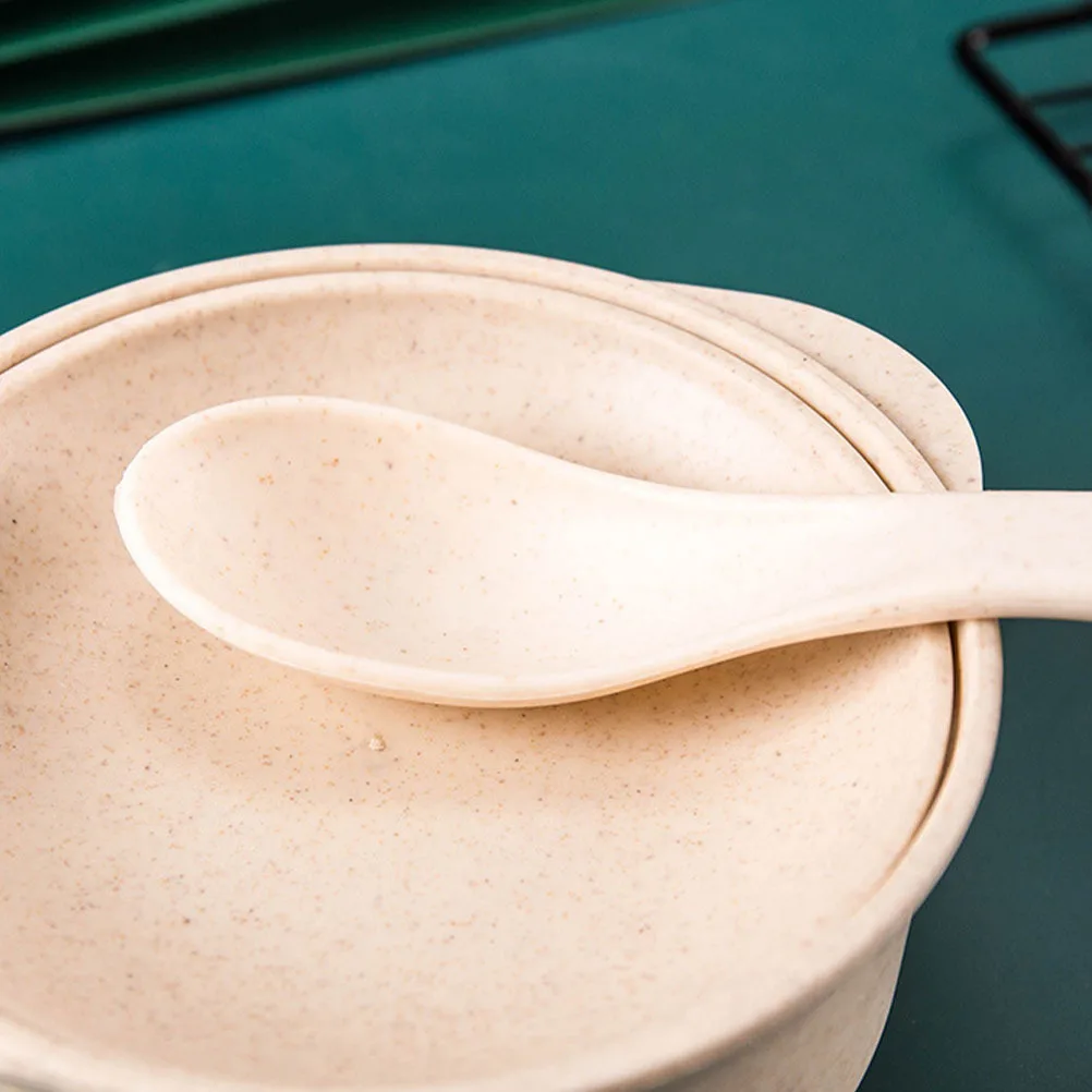 

1pc Double Handle Thickened Wheat Fiber Bowl Beige Insulated Anti-Scald Smooth Safe Versatile Soup Rice Noodle Salad