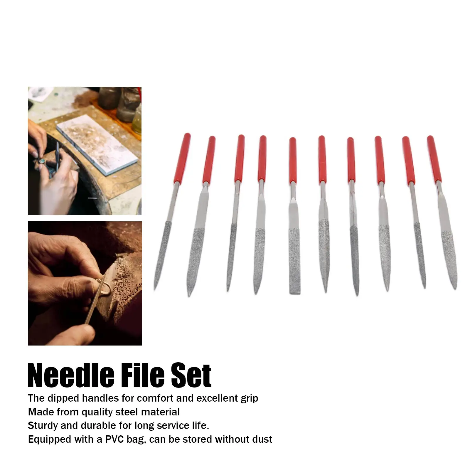 10Pcs Needle File Set Hardened Durable Comfortable Handle Convenient Jewelry Files File Set Jewelry Files Rhinestone File