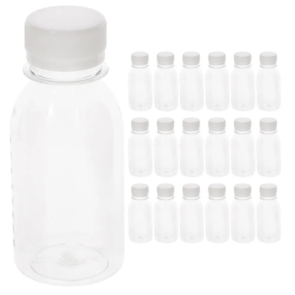 

20pcs Milk Bottles Juice Containers Small Transparent Thick Reusable Clear Abs Plastic Drink Bottles Travel School Office