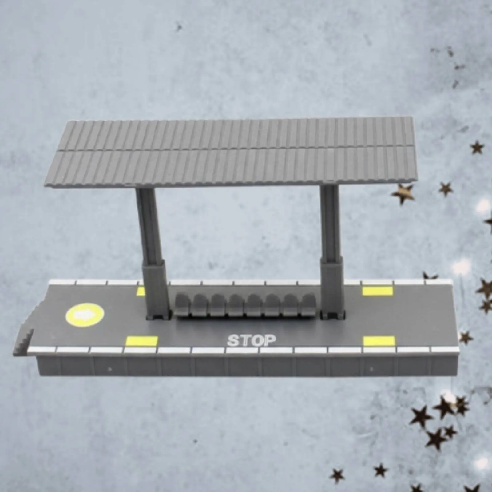 

Plastic Train Station Model Detachable Design Miniature Station Station Toy Bus Stop Shelter Pre-Painted Miniature Scene