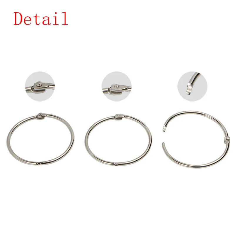 10Pcs/pack 15-110mm Metal Silver Loose-leaf Book Binder Hinged Rings Keychain Album Ring Binders Craft Photo Album Circle Clips