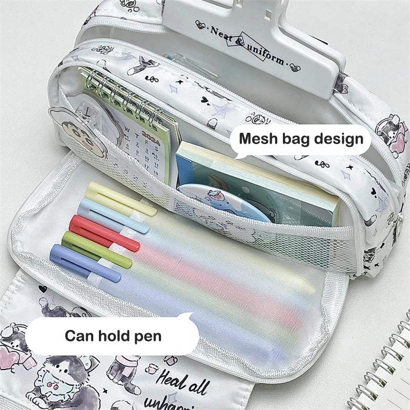 Cute Kitten Pencil Case Large Capacity Pencil Bag Multi-layer Storage Stationery Box Pencil Organizer Pouch Travel Cosmetic Bag