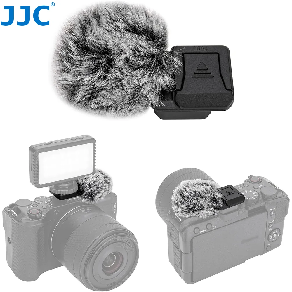 JJC Cold Shoe Wind Muff for Canon EOS R50 V R50V Furry Windshield Adapter Mount Holder for LED Light Microphone Attachment